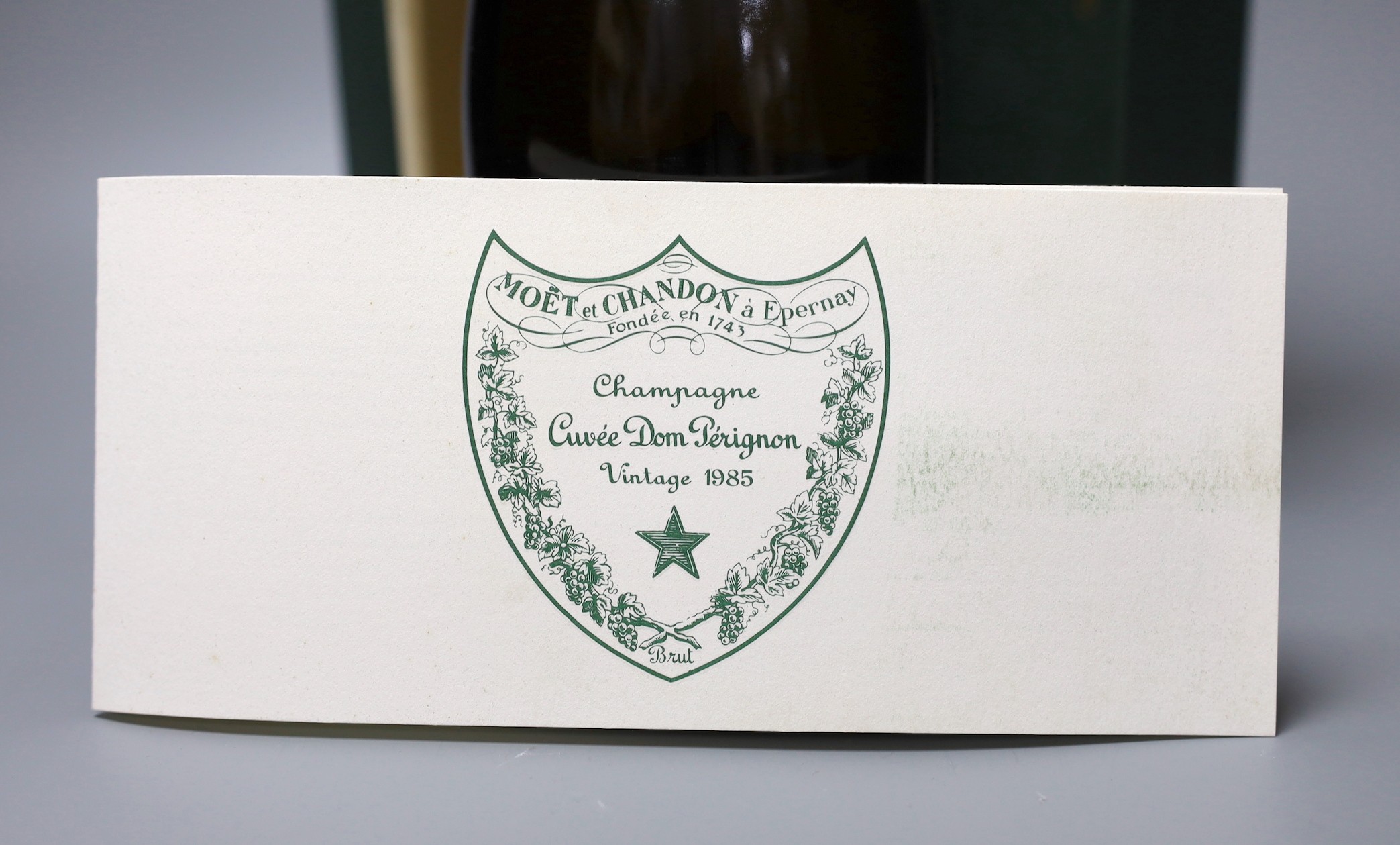 A cased bottle of 1985 Dom Perignon (sealed)